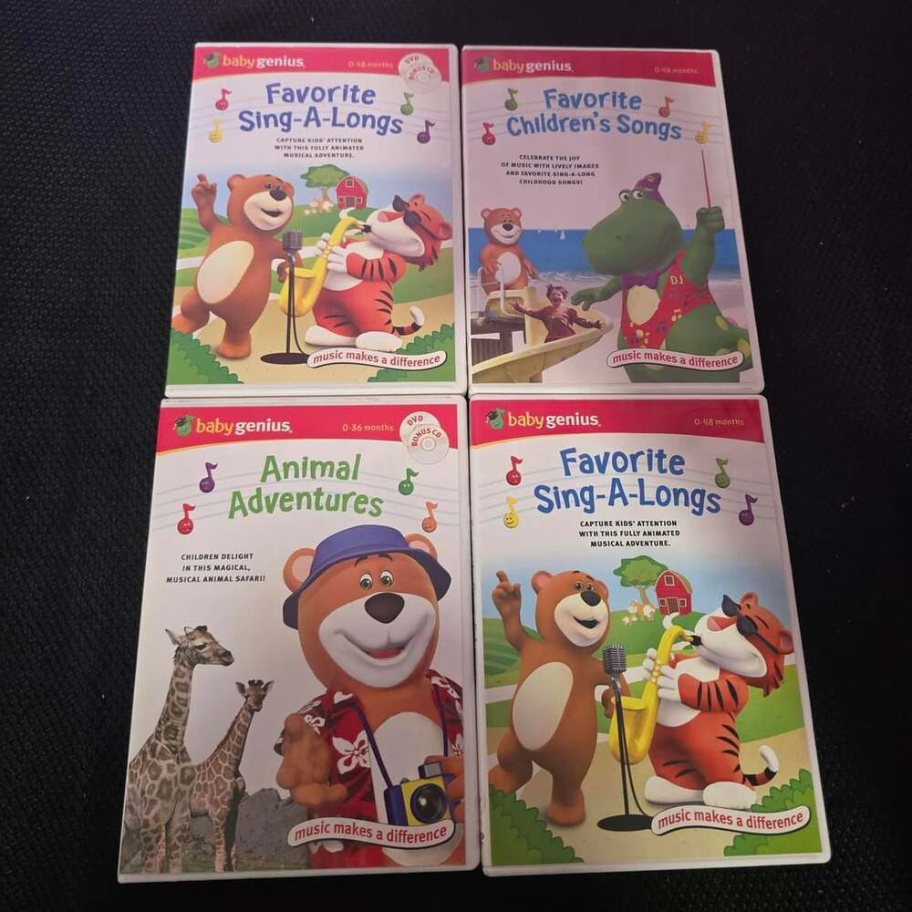 Baby Genius DVD Bundle Set of 4 Sing-A-Songs and Animal Adventures